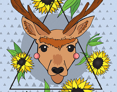 Deer with Sunflowers - Veado com Girassóis