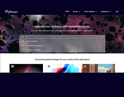 MyImages Website Search Bar Design