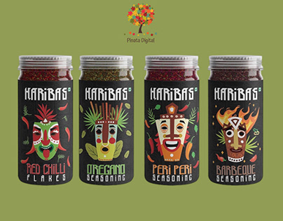 Tribal themed logo and packaging for a seasoning brand
