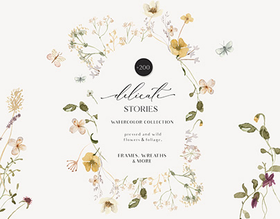 Delicate Stories- Wildflower watercolor collection