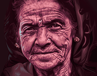 Old woman2 Vector art