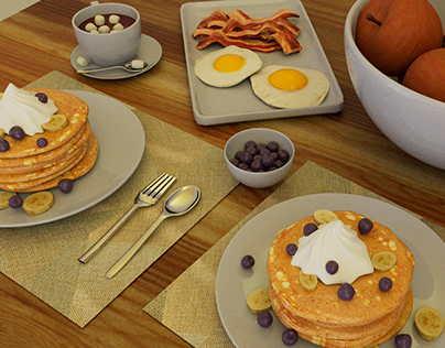 3D Breakfast Scene