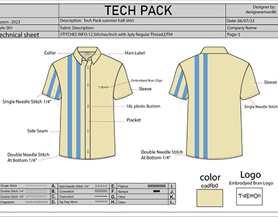 summer halt shirt technical design