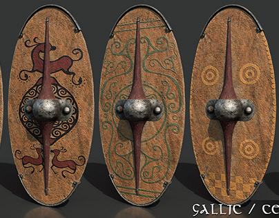 Realistic Gallic / Celtic shield (Low-Poly)