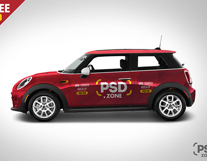 Mini Cooper Mockup Free PSD