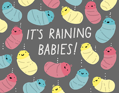 Raining Babies greeting card