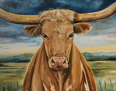 Longhorn Oil Painting