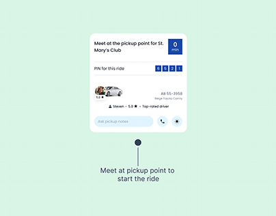 UI Card for Pin Verification to start a ride