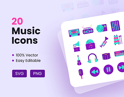 20 Music icons Pack
