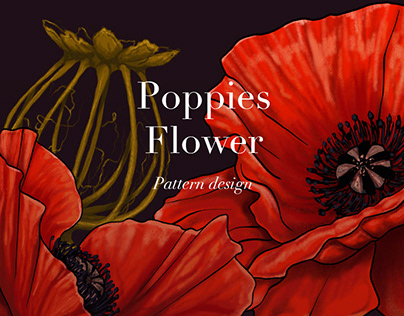 Floral design for seamless pattern. Flowers poppies.