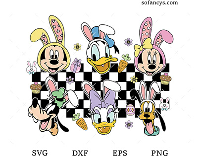 Easter Checkered Mouse Friends SVG DXF EPS PNG