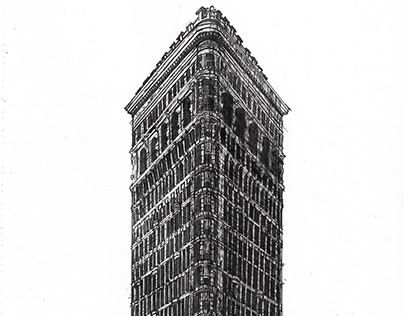 Detailed illustration of Flatiron building , Newyork