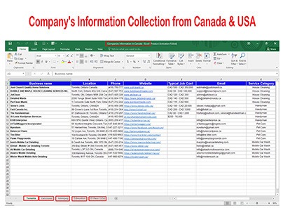 Company's Information Collection from Canada & USA