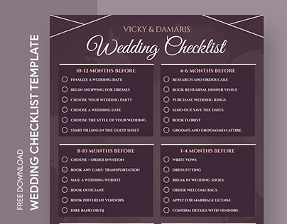 Free Editable Online Elegant Wedding Checklist Template