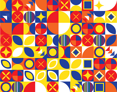 Abstract Colorful Bauhaus Pattern Design