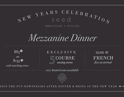 New Years Invitations for a restaurant & wine bar