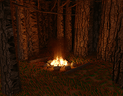 CAMPFIRE 3D FOREST SCENE