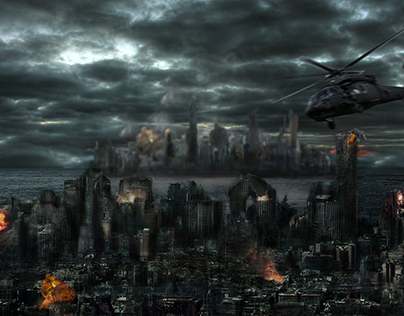 destroyed city - Matte Painting