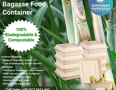 Sugarcane Bagasse Food Container - SHIPAWAY OVERSEAS
