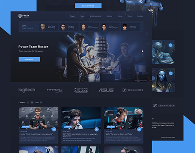 Website design for eSports Team. Penta Sports is just a