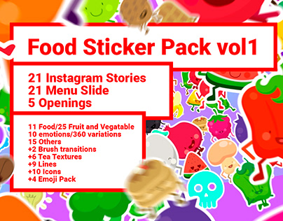 Food Sticker Pack VOL 1/ 500/ Emoji/ Instagram Stories/