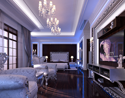 Glamour Bedroom interior in Luxury Neoclassical style.