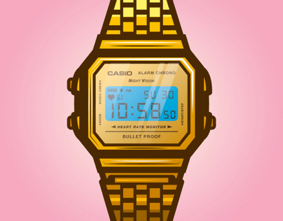 Casio retro gold watch