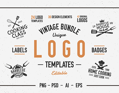 Vintage logo templates. 42 Hipster emblems.