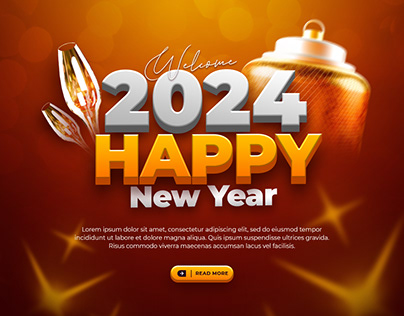 Happy New Year 2024 Social Media Post Design