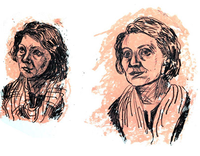 Portraits of columnists for a magazine