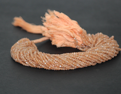 Natural Peach Moonstone Faceted Rondelle Gemstone Beads