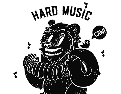 Bear. Hard music forest. Illustration by Kat Zailer.