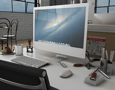 3D iMac Office Mock Up