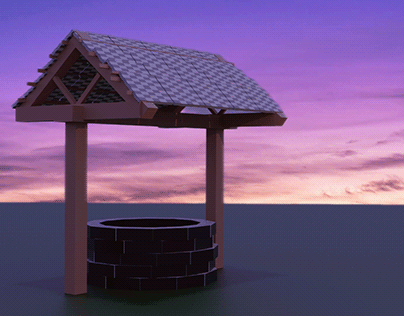 Well and Shed made in Blender 3D