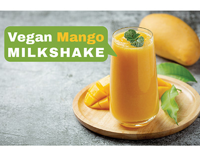 Vegan mango recipe's card desine.