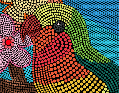 Lovebirds Australian Aboriginal Dot Artwork