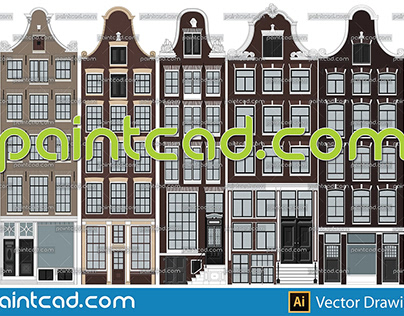 Five canal houses from Amsterdam city