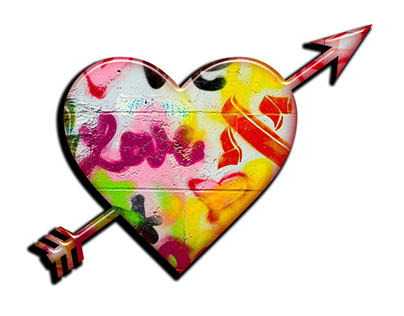 Love heart arrow graffiti