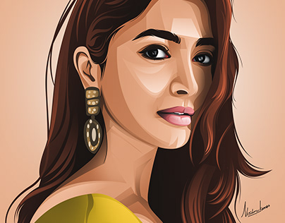 Actress Poojahedge Illustration Art