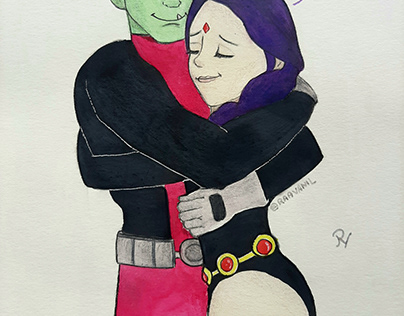 Raven and Beast Boy (BBRAE Fan Art)