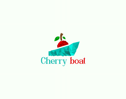 Cherry boat Geometric, polygonal , low poly logo