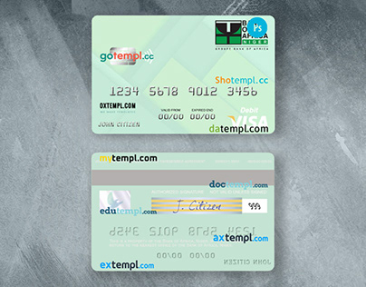 Niger Bank of Africa visa debit card template