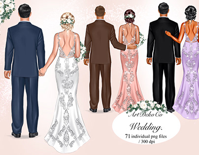 Wedding Day Clipart, Just Married Clipart