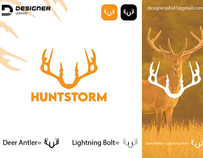 Deer Antler and Lightning Bolt Combination Logo Design
