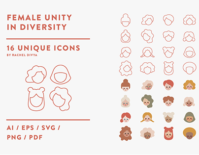 Women in Diversity Icon Set