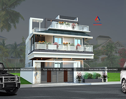 classic royal home front 3d elevation design in nagpur