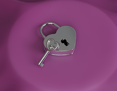 Heart shaped padlock with key