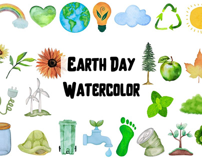 Watercolor Earth Day, Eco Green