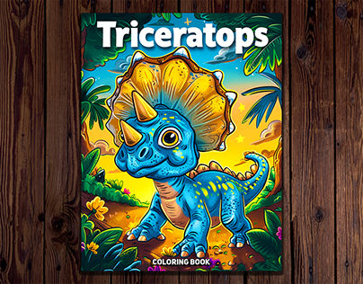 Triceratops Coloring Book Cover Design for Amazon Kdp