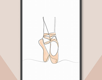 Ballet shoes vector line drawing illustration